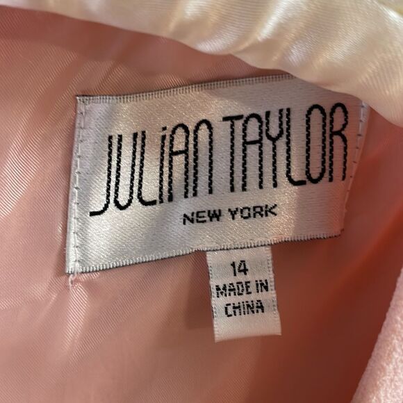 JULIAN TAYLOR Womens Vintage Pink Button Front Peplum Dress A-Line Size 14 - Picture 9 of 12